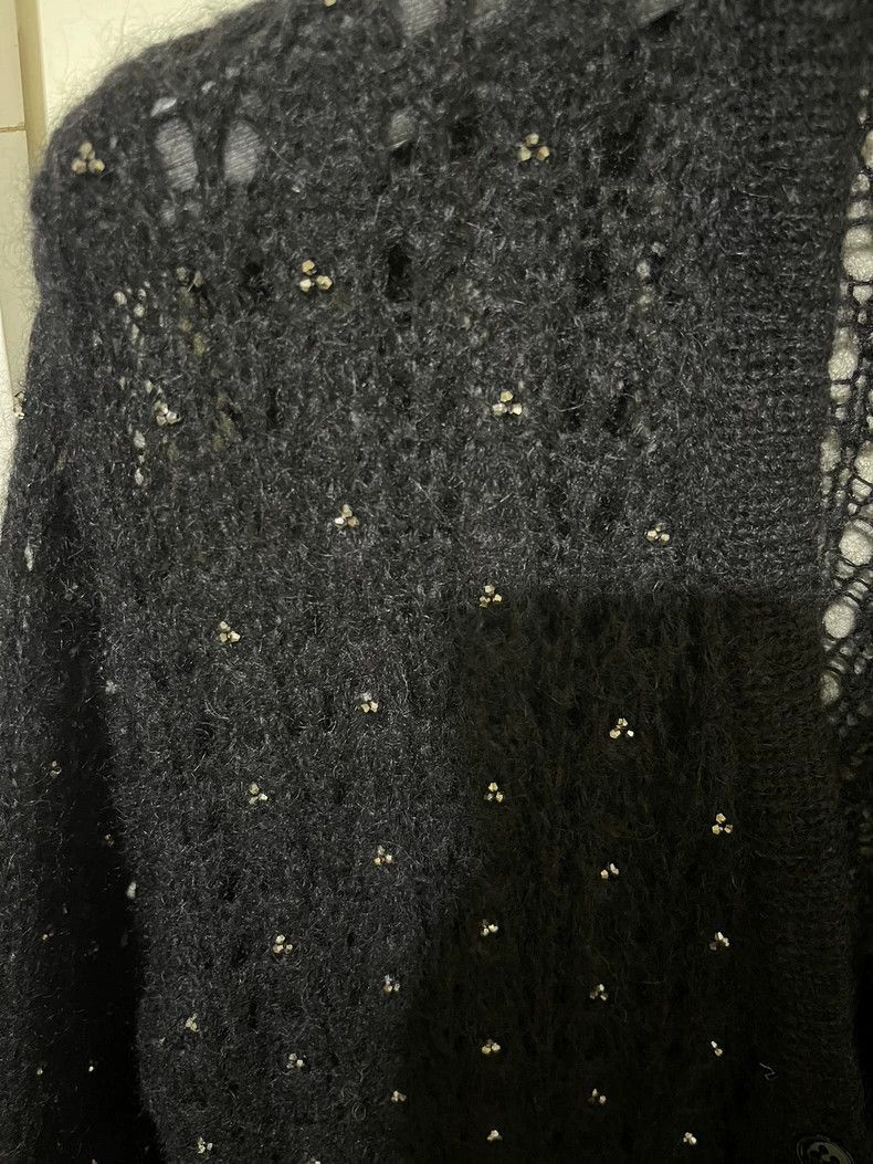 Saint Laurent Paris Elegant Black Wool Cardigan with Swarovski Crystals-2505 Size US M / EU 48-50 / 2 - 4 Thumbnail