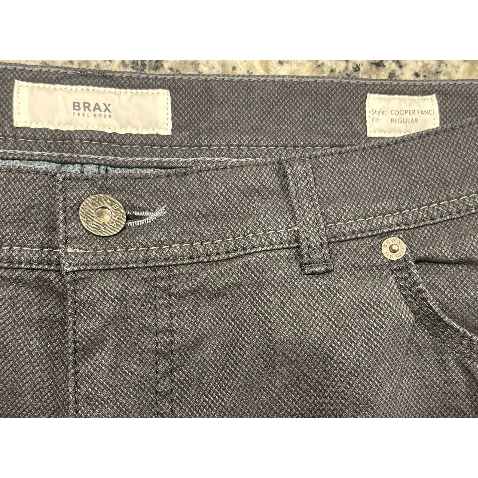 BRAX Brax Pants Mens 37x34 Black Travel Commute Office Work Cooper Fancy Size US 37 - 3 Thumbnail