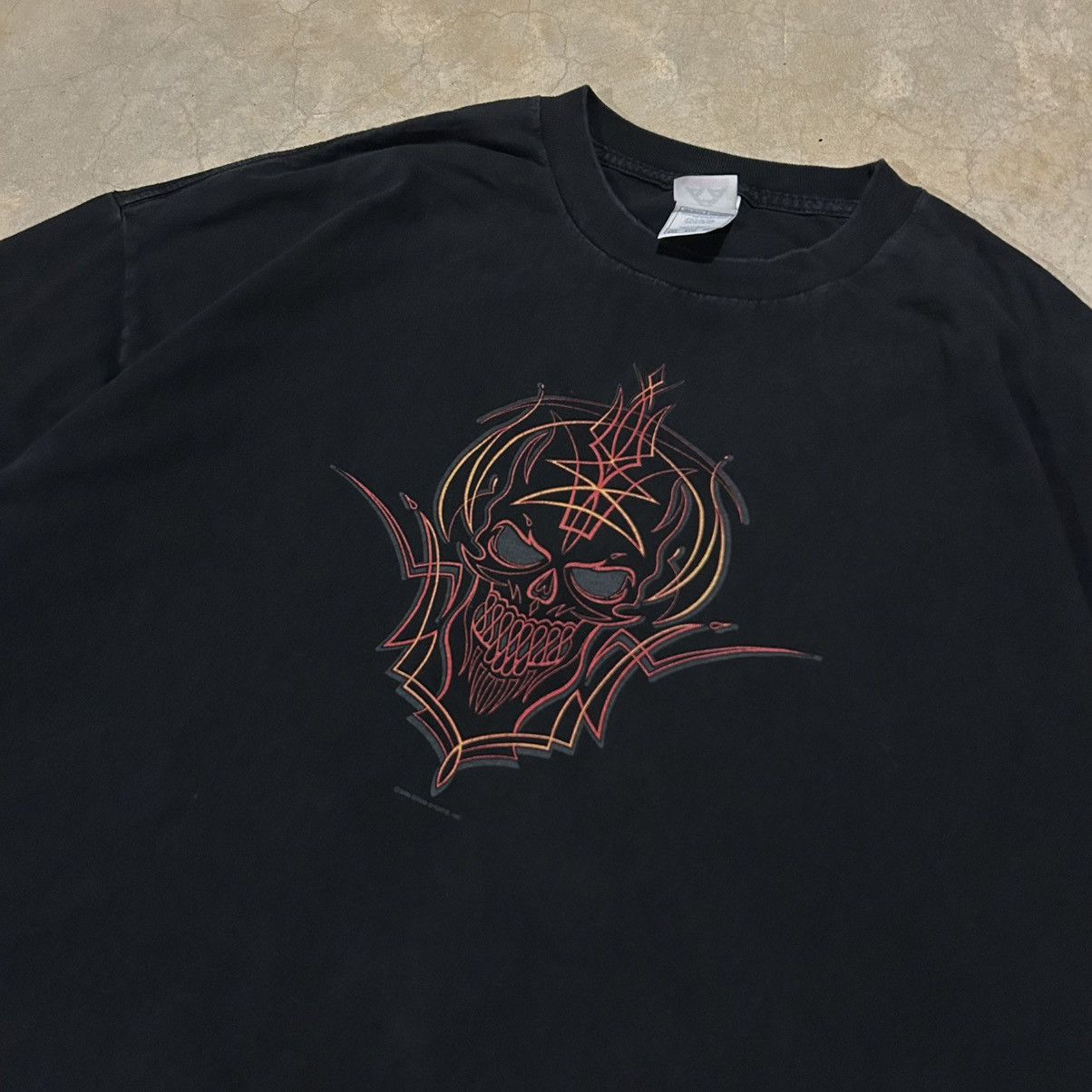 JNCO × Vintage Vintage 2000s Skull Tribal Oversized Tee Skater Cyber Faded Size US XXL / EU 58 / 5 - 5 Thumbnail