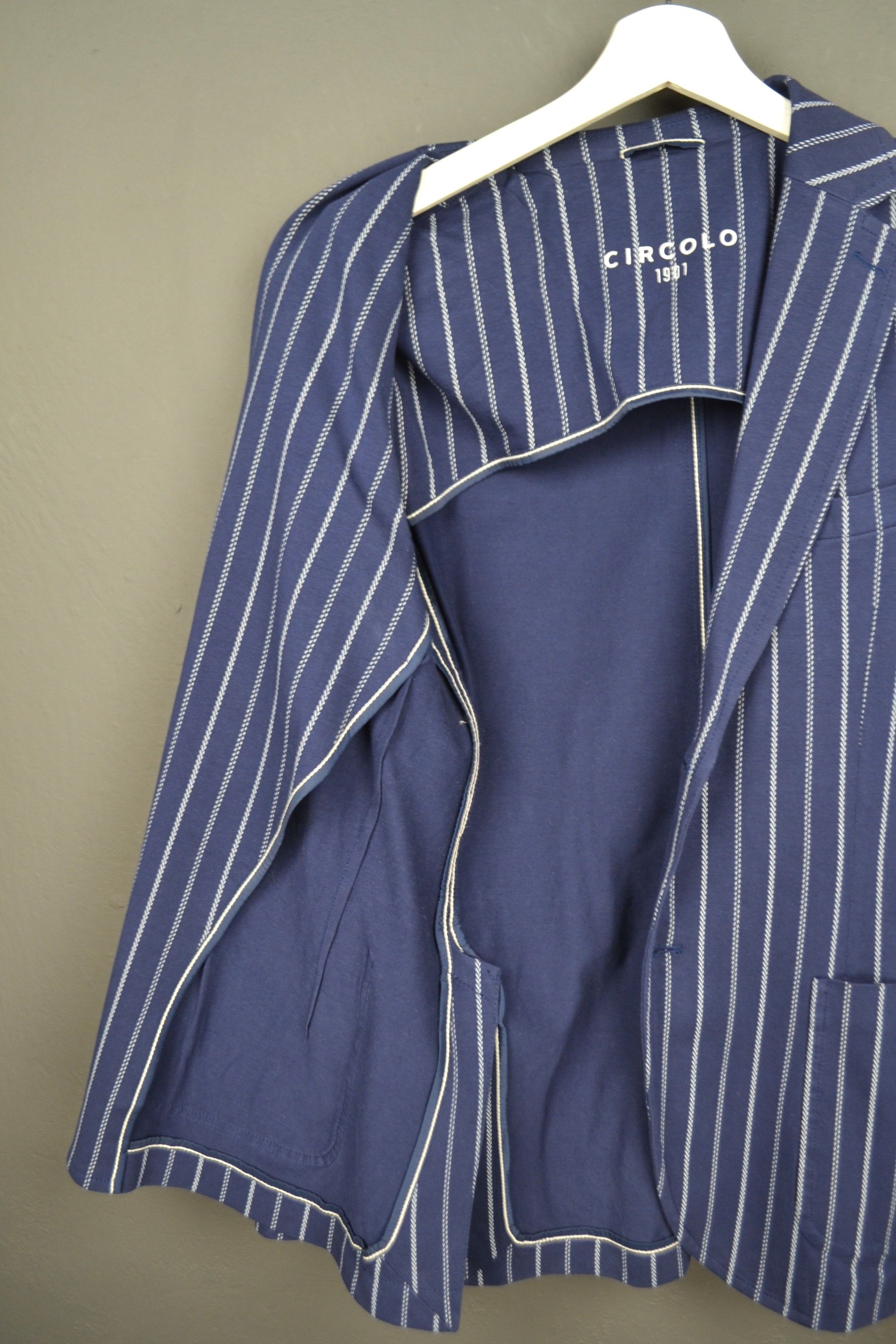Circolo 1901 Circolo 1901 Stripe Blue Blazer Cotton Easy Sport Jacket 50 Size US M / EU 48-50 / 2 - 11 Thumbnail