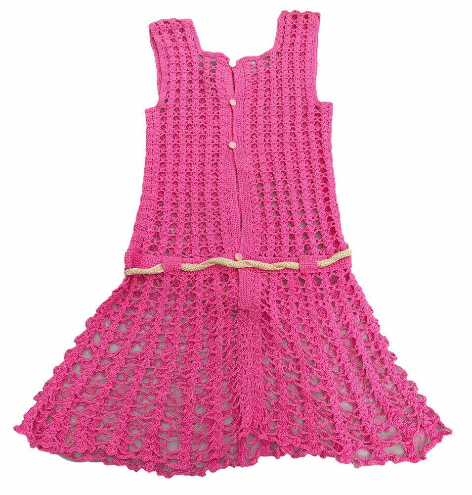Designer New Crocheted Pink Hand Made Dress S Size S / US 4 / IT 40 - 1 Thumbnail