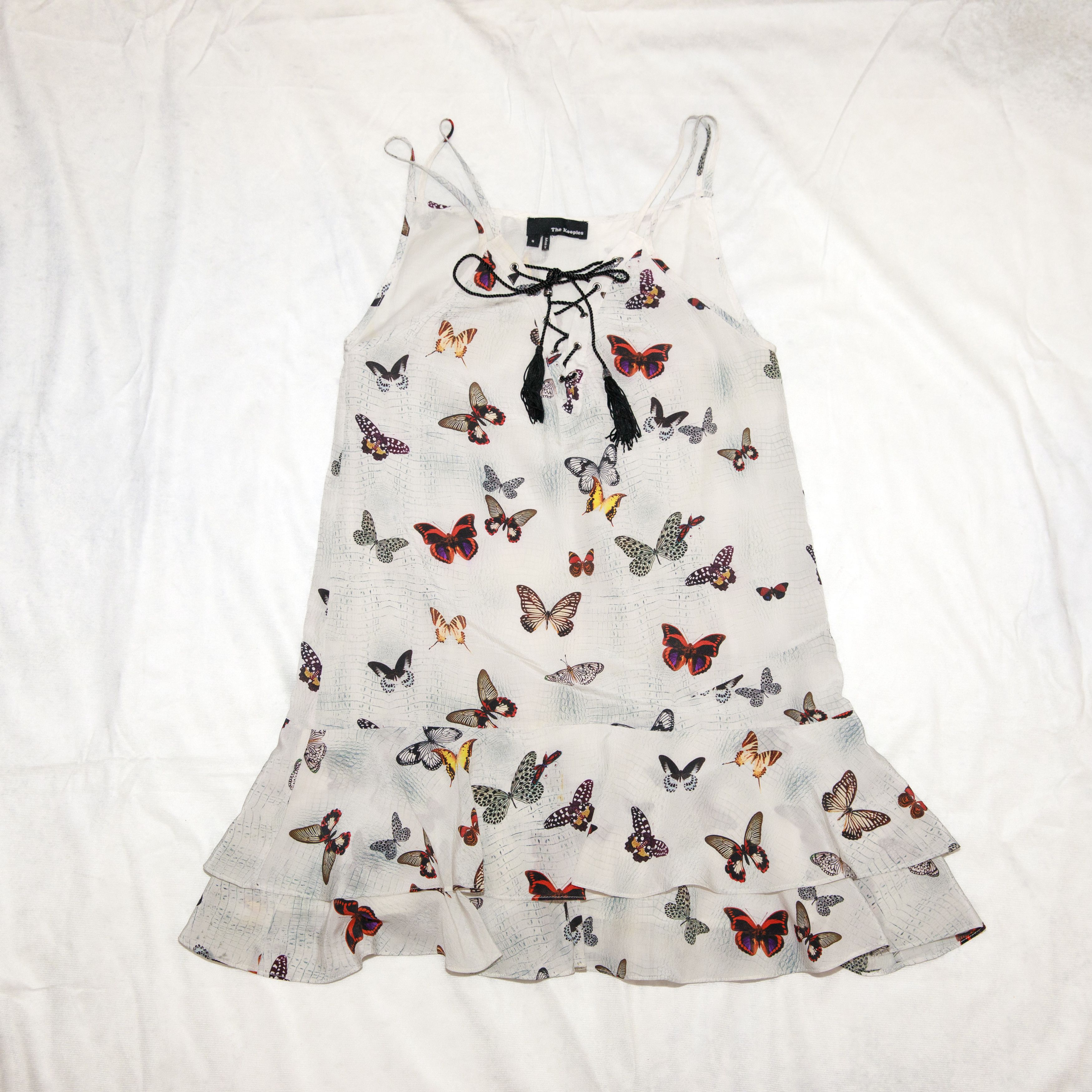 The Kooples The Kooples Butterfly Silk Mini Dress White Size S / US 4 / IT 40 - 1 Thumbnail