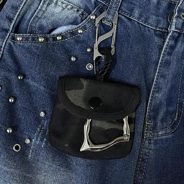 Jewelry Black Camouflage Compact Keychain Pouch, Durable Clip Size ONE SIZE - 4 Thumbnail