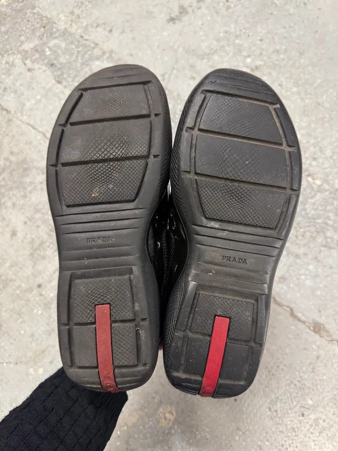 Prada × Vintage 2000s Prada Black Green America’s Cup Leather Sneakers Size US 7.5 / IT 37.5 - 9 Thumbnail