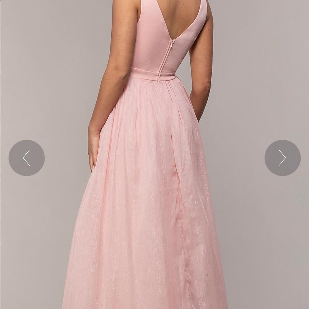 Designer Rose Gold Long Deep-V-Neck Formal Prom Dress Size S / US 4 / IT 40 - 2 Thumbnail