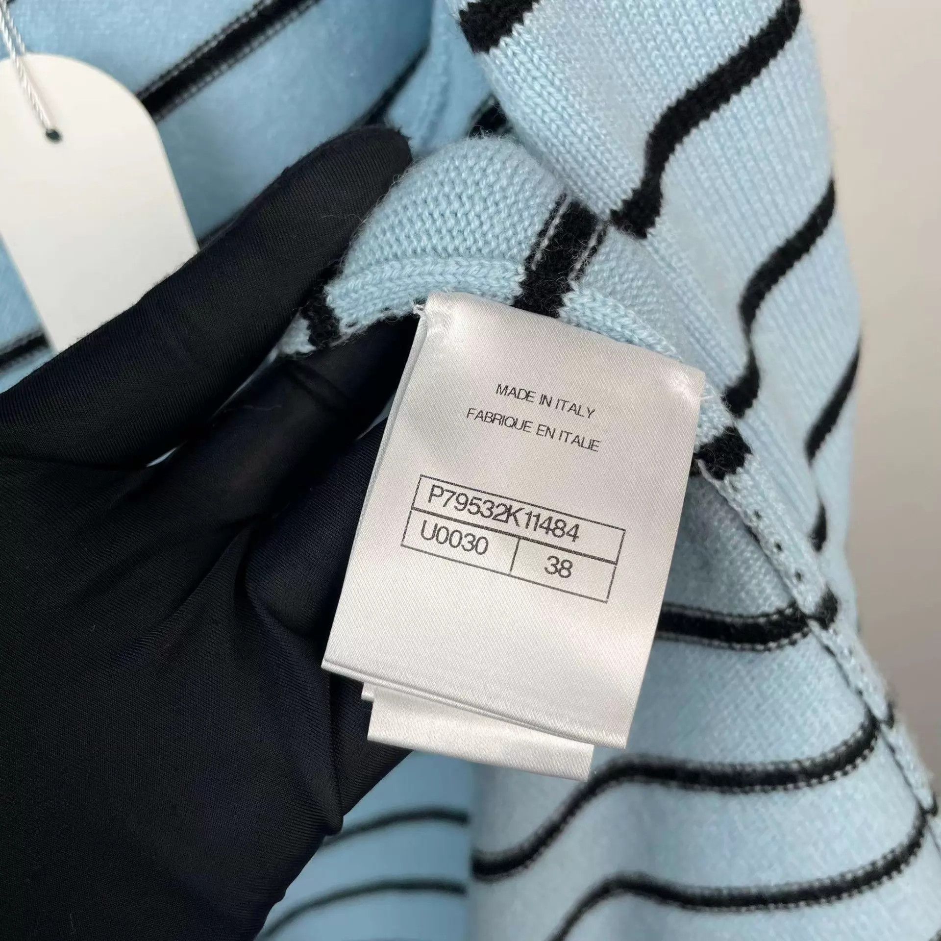 Chanel CHANEL Women's Cashmere Blue Striped Cardigan 38 Size S / US 4 / IT 40 - 4 Thumbnail