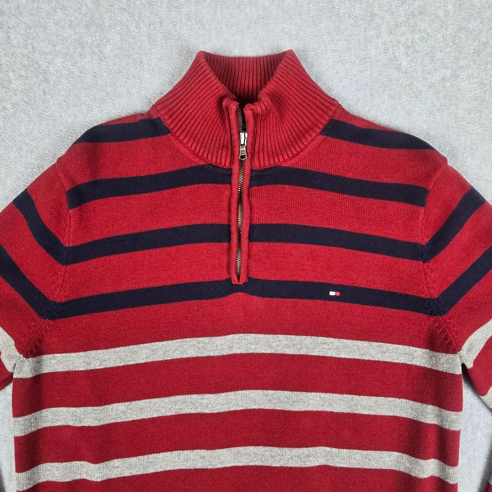 Tommy Hilfiger Tommy Hilfiger Large Stripe Quarter Zip Sweater Size US L / EU 52-54 / 3 - 4 Thumbnail