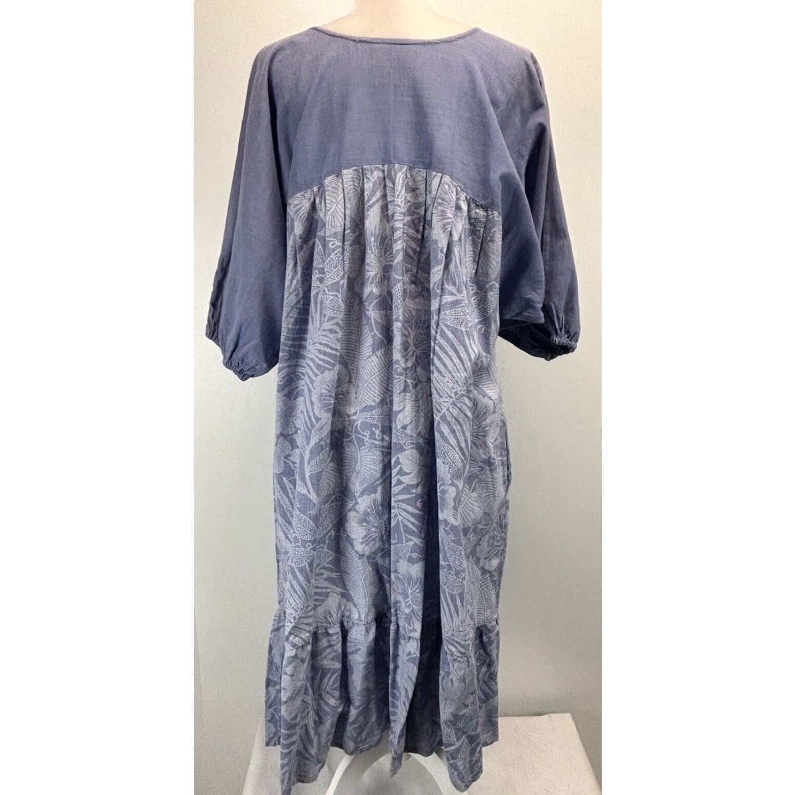 Vintage VINTAGE Ramona Rull Blue Tropical Floral Cotton Midi Dress Adult Large Women Size L / US 10 / IT 46 - 3 Thumbnail