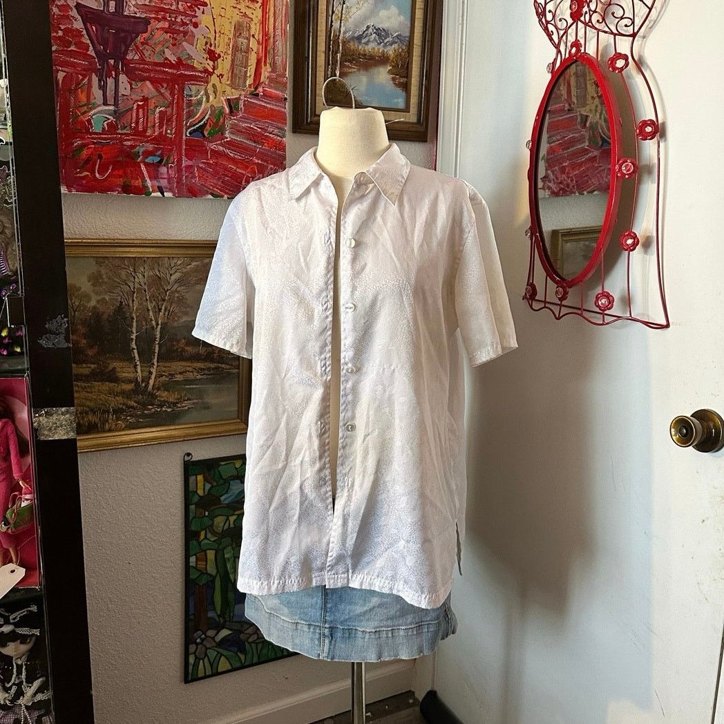 Other stained anna white floral button up blouse shirt Size L / US 10 / IT 46 - 1 Thumbnail