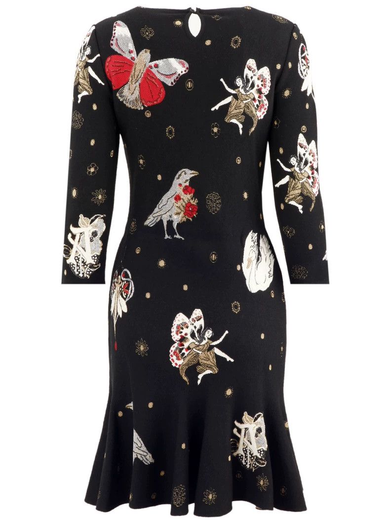 Alexander McQUEEN Embroidered flower knitted dress 2504-Nex
