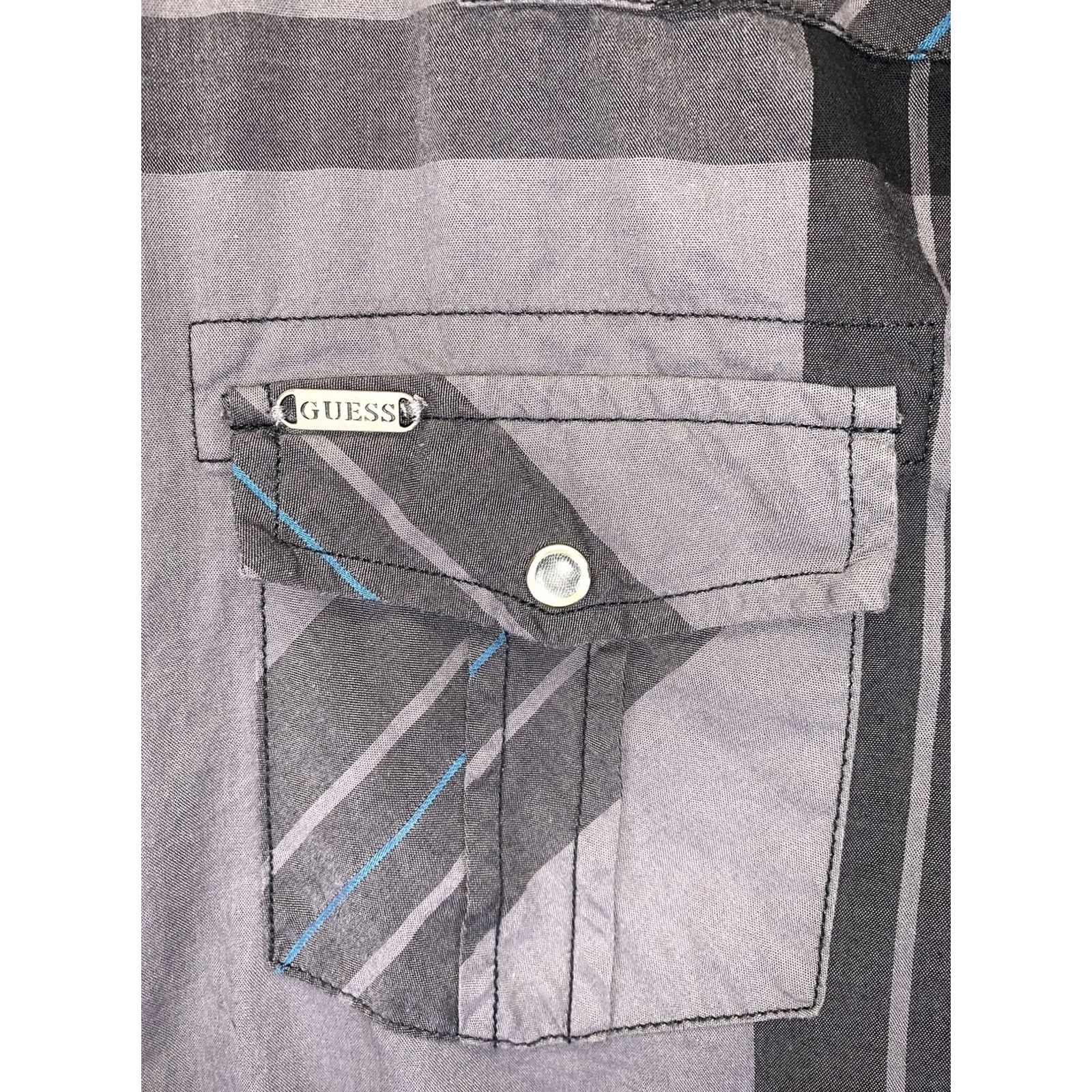 Guess VINTAGE GUESS Shirt Mens Medium Gray Plaid Clear Snap Front Button-Up Collared Long Sleeve Casual Autumn Winter 90s Mens Size US M / EU 48-50 / 2 - 2 Thumbnail