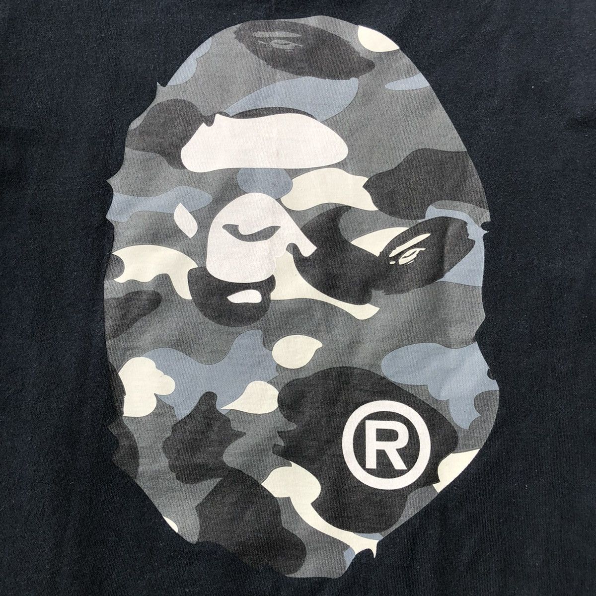 A Bathing Ape City Head Camo Black Big Logo Tee Bape
