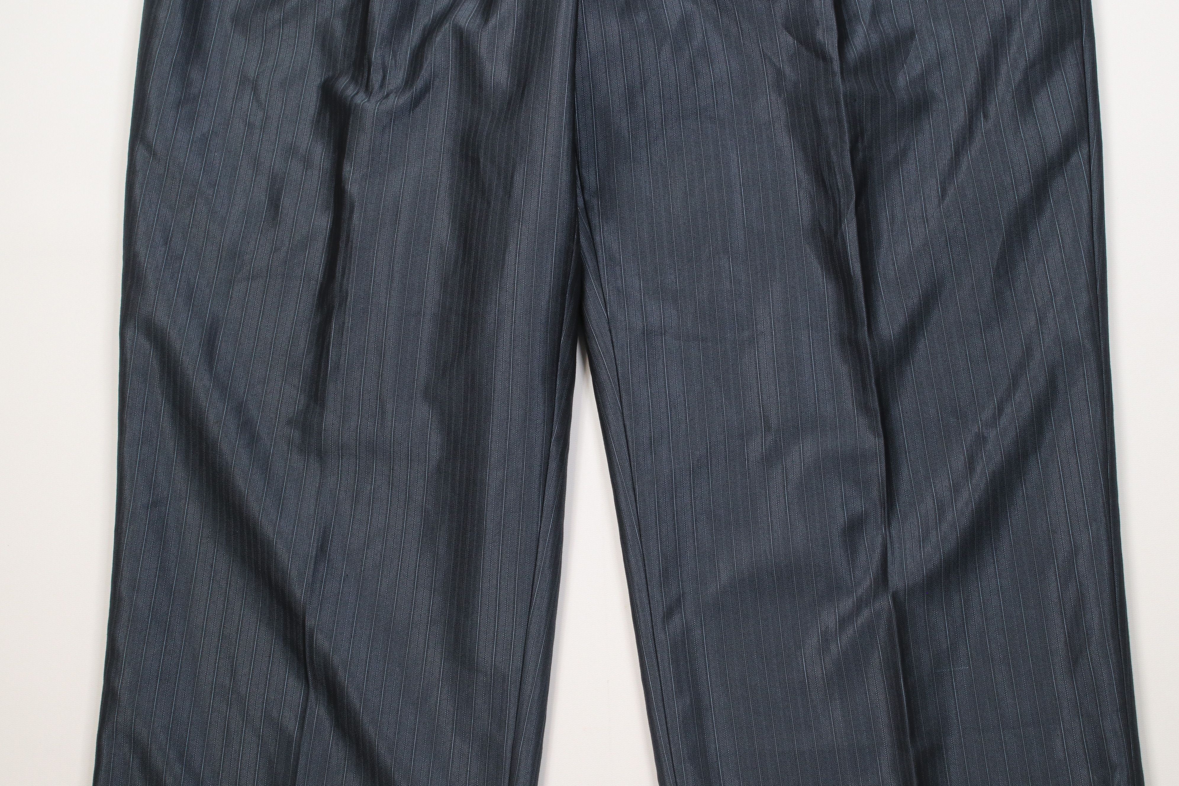 Vintage Vintage 90s Blend Satin Striped Wide Leg Chino Pants Blue Size US 40 / EU 56 - 3 Thumbnail
