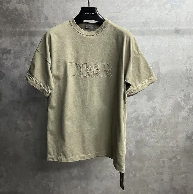 Dior Dior Men's Khaki Cotton T-Shirt 0089 Size US XXS / EU 40 - 1 Thumbnail