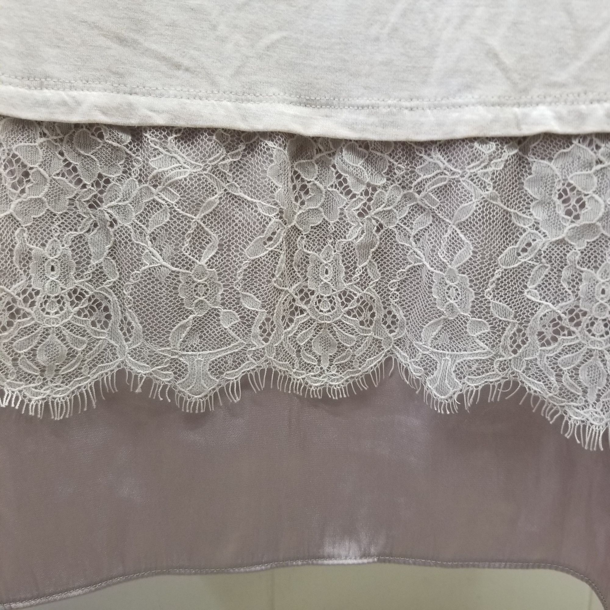 Other LOGO XLP Cream Lace Satin Hem Ruffles Tiered Hi Low Stretch Size XL / US 12-14 / IT 48-50 - 7 Thumbnail