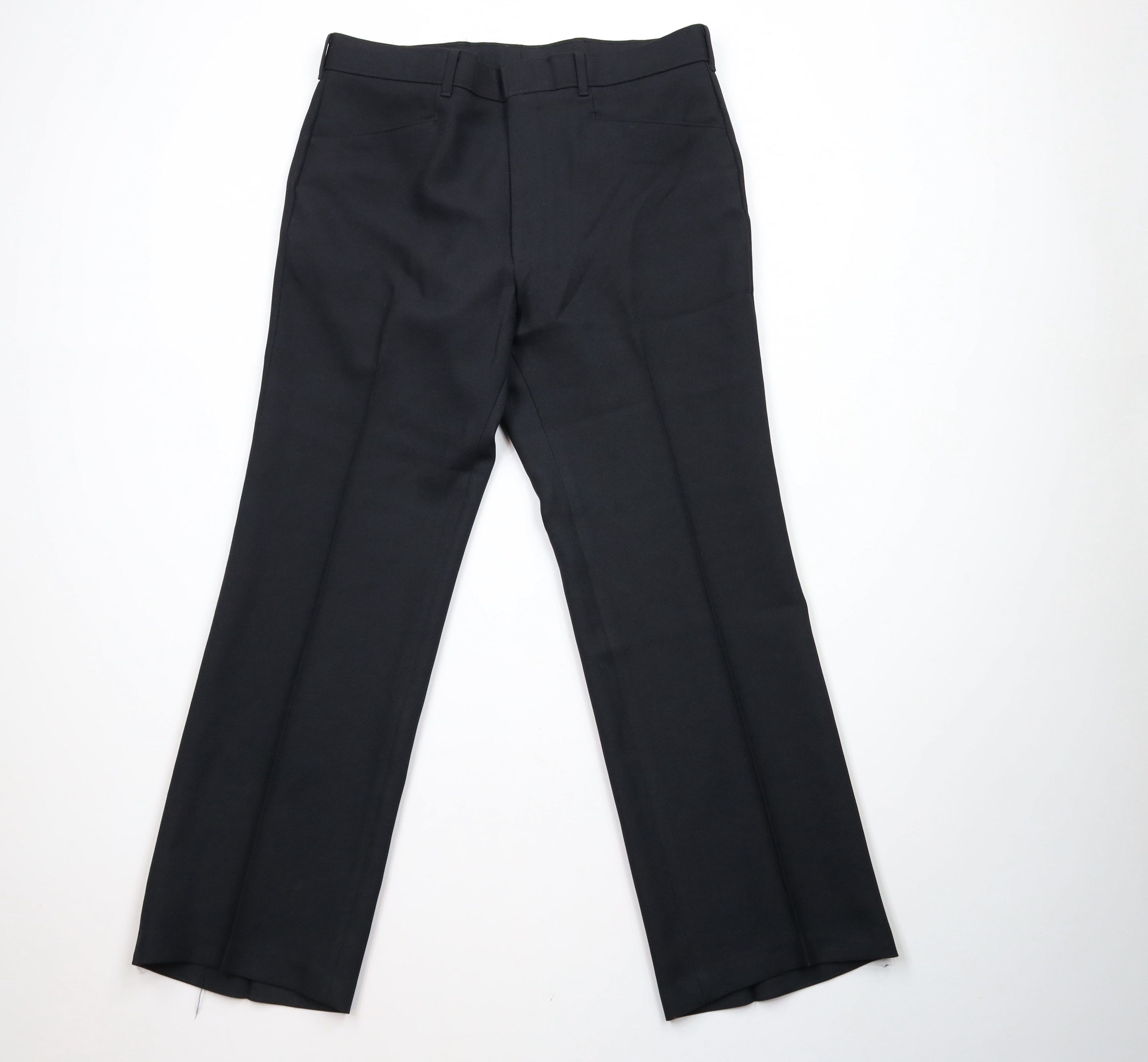 Vintage 70s Levis Wide Leg Chino Pants Black Polyester USA