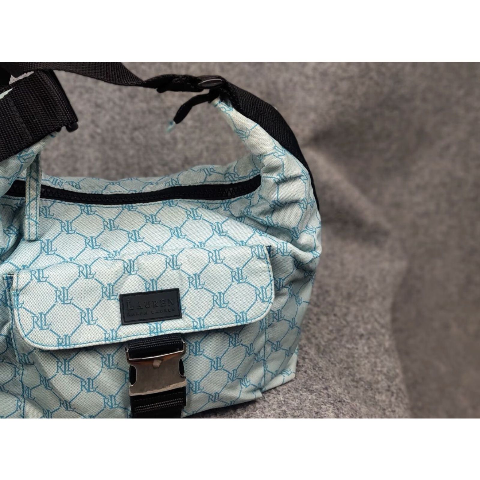 Ralph Lauren VINTAGE Lauren Ralph Lauren Hobo Handbag Monogram blue City Designer Women's Medium Bag Size ONE SIZE - 5 Thumbnail