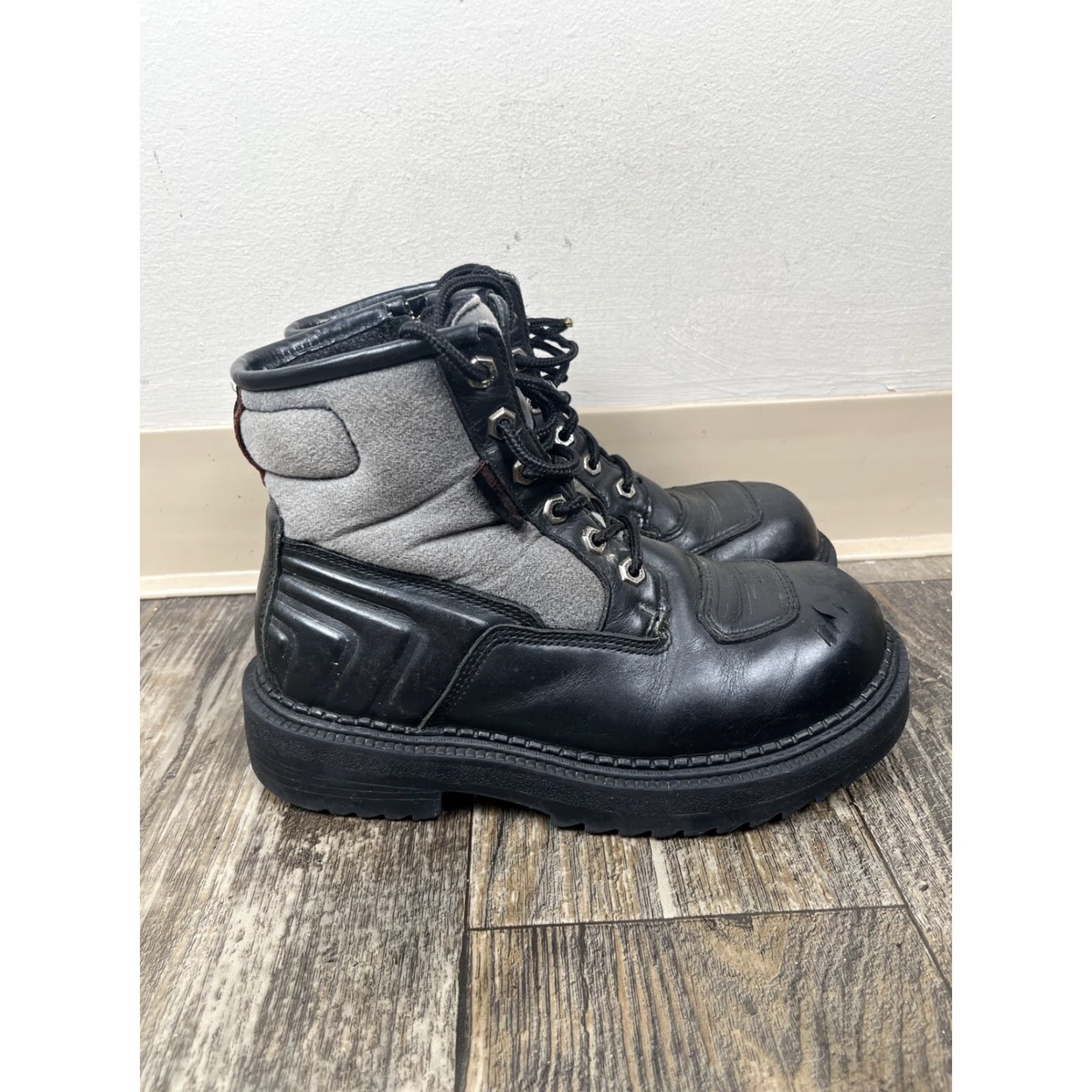 Harley Davidson VINTAGE Harley-Davidson Platform Boot Womens 7.5 Black Leather Zip Lace Block Heel Mid 2-2.9in Casual Womens Size US 8 / IT 38 - 2 Thumbnail