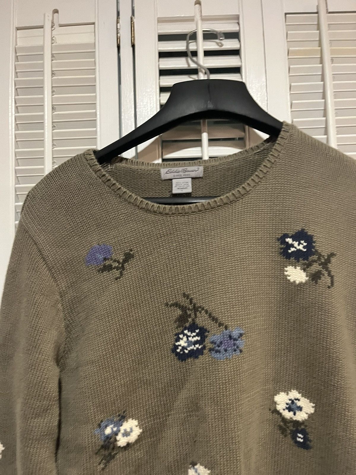 Vintage 90s women’s Eddie Bauer knit crewneck flower print / L Size L / US 10 / IT 46 - 3 Thumbnail