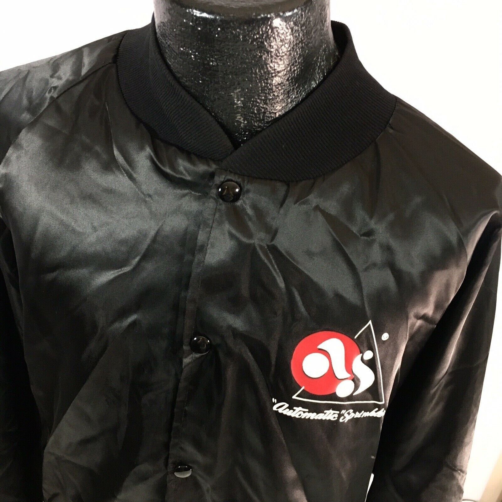 Vtg West Ark Shiny Black Automatic Sprinkler Plumbers Jacket