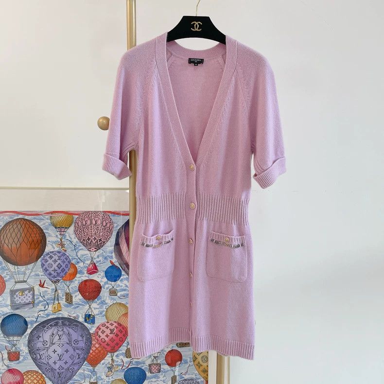 Chanel Chanel Light Purple Knitted Dress with Pockets- DMC Size US 38 / EU 54 - 1 Thumbnail