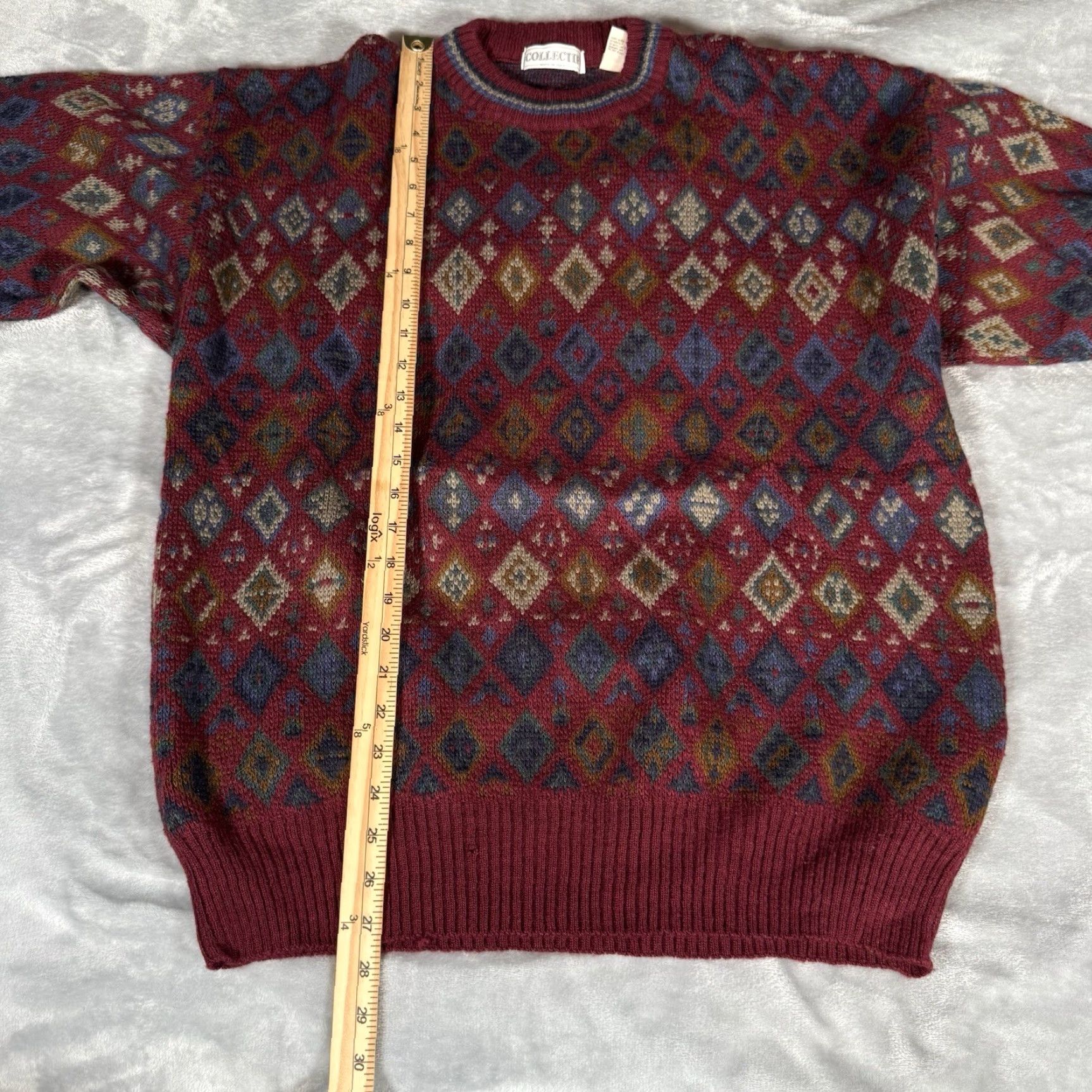 Vintage VINTAGE Collectif Geometric Sweater Mens L Wool Mohair Blend Made In Italy Red 90s Preppy READ! Size US L / EU 52-54 / 3 - 7 Thumbnail