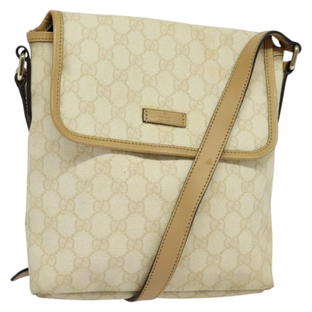 GUCCI GG Supreme Shoulder Bag Pvc White Gold