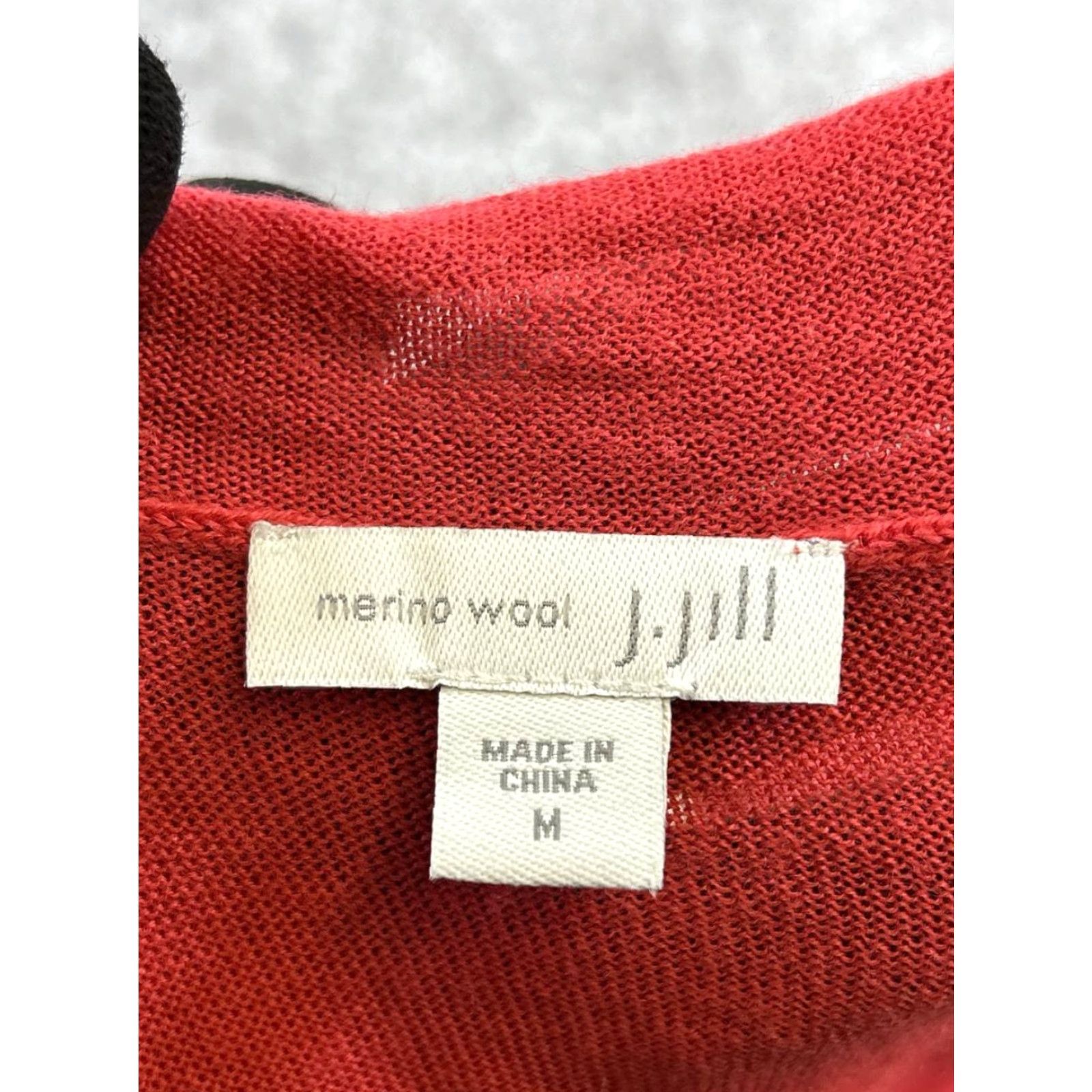J. Jill J. Jill Sweater Medium Red Wool V-Neck Pullover Solid Casual Winter Fall Spring Womens Size M / US 6-8 / IT 42-44 - 3 Thumbnail