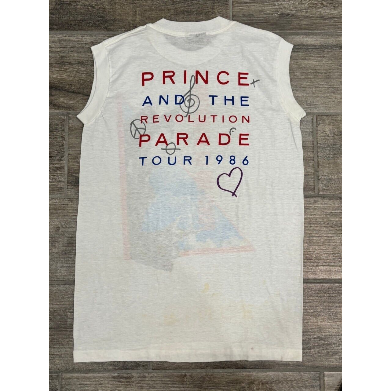 image of Vintage 1986 Prince And The Revolution Concert Sleeveless in White, Men's (Size XL)