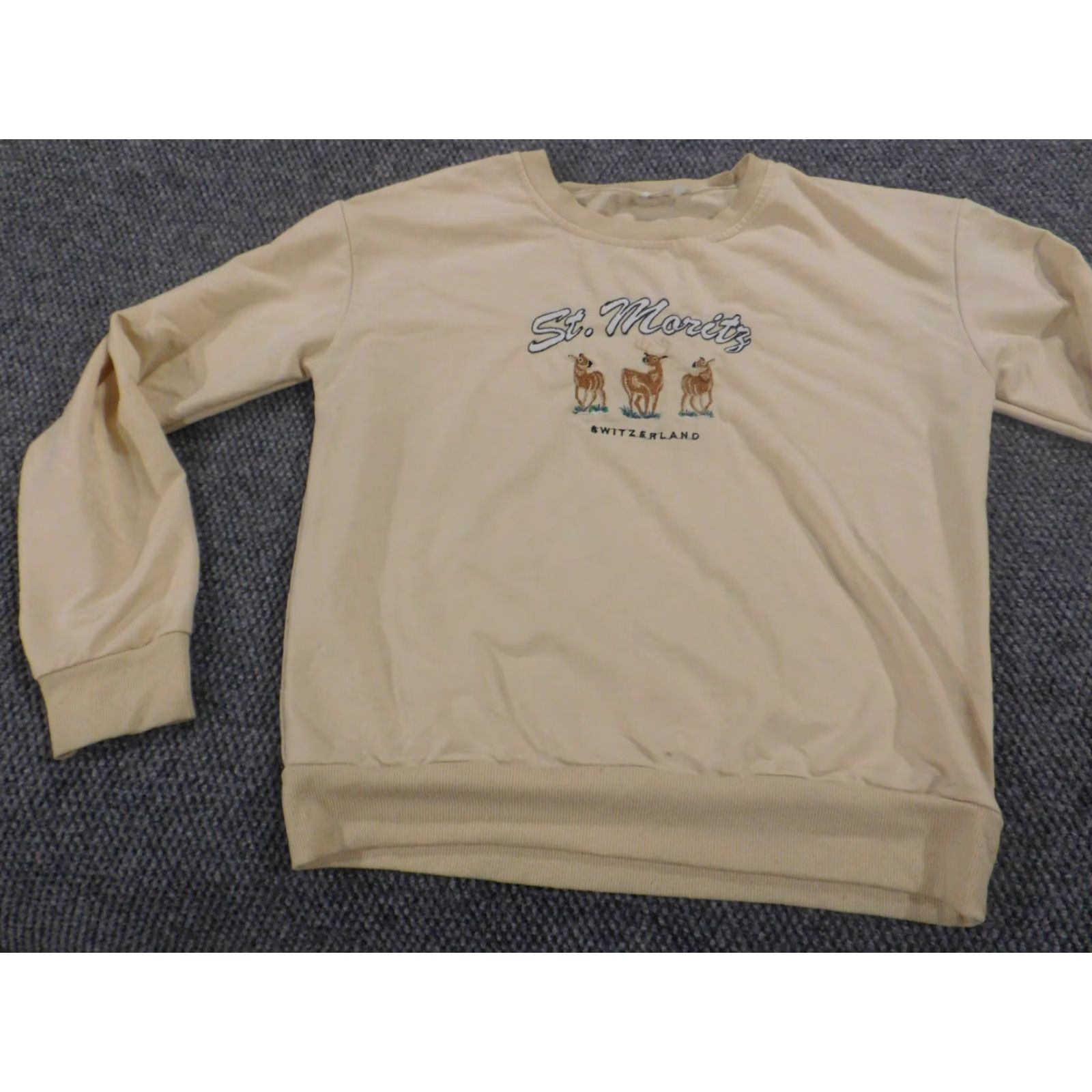 Vintage ROMWE Womens Sweater XL Beige Crewneck Pullover Knit Cotton Polyester Ruffle Long Sleeve Modern All Seasons Womens Size XL / US 12-14 / IT 48-50 - 3 Thumbnail