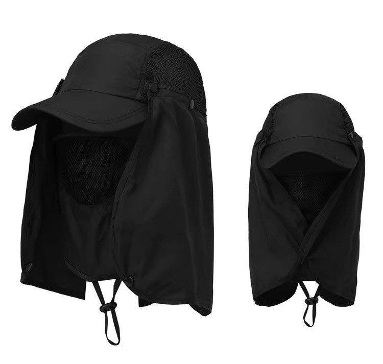 Japanese Brand Gangsta Mesh Camp Hat With Facemask Black Color Size ONE SIZE - 2 Thumbnail