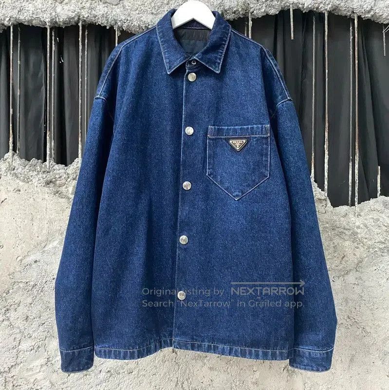 Prada Prada Deep Blue Cotton Long Sleeve Jacket. Size US L / EU 52-54 / 3 - 1 Thumbnail