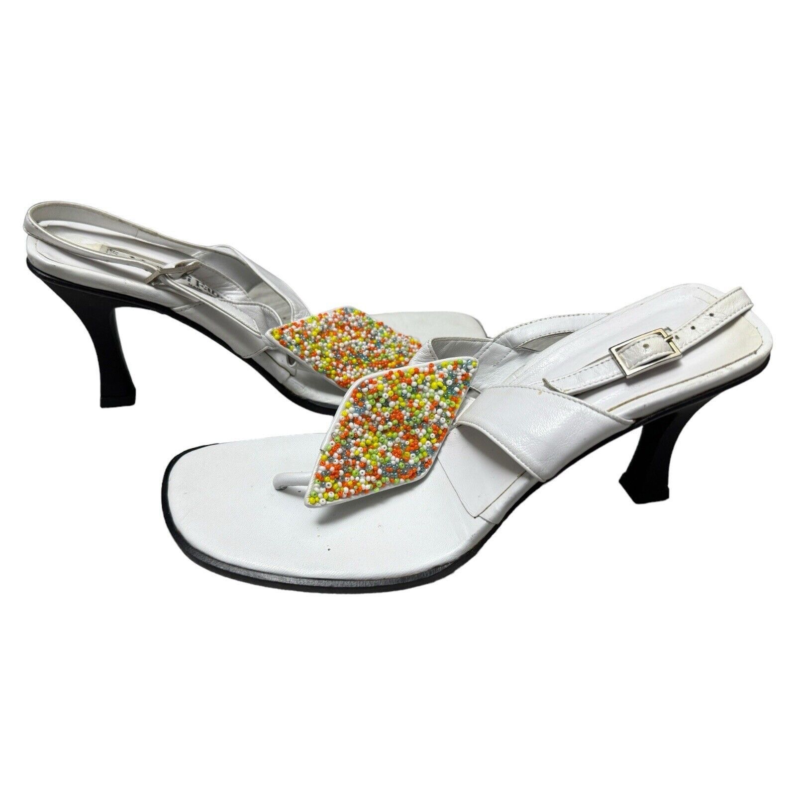 Designer MARA DI FABIO Italian Luxury Designer Beaded Heels Sandals Size US 6.5 / IT 36.5 - 4 Thumbnail
