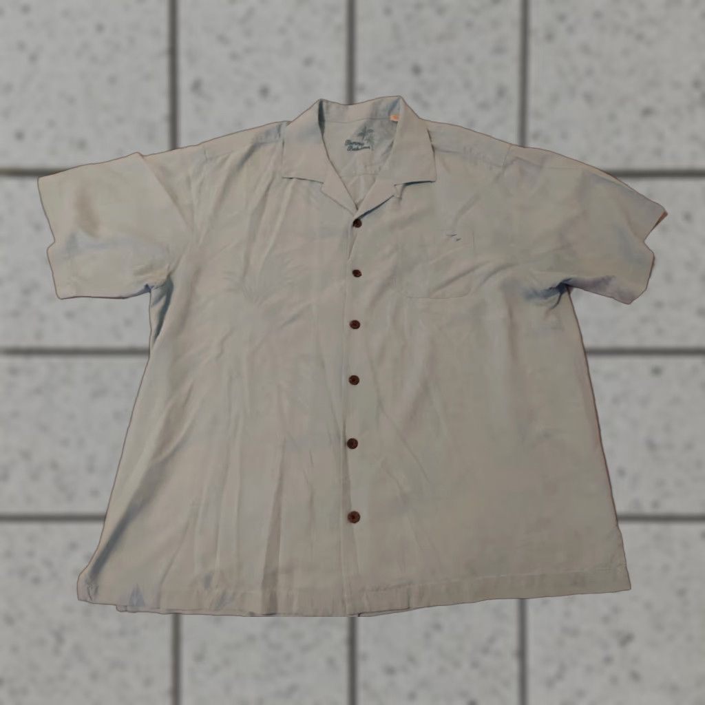 Tommy Bahama VINTAGE Tommy Bahama Silk Dress Shirt XL Blue Short Sleeve Button-Up Mens Shirt Size 46R - 1 Thumbnail