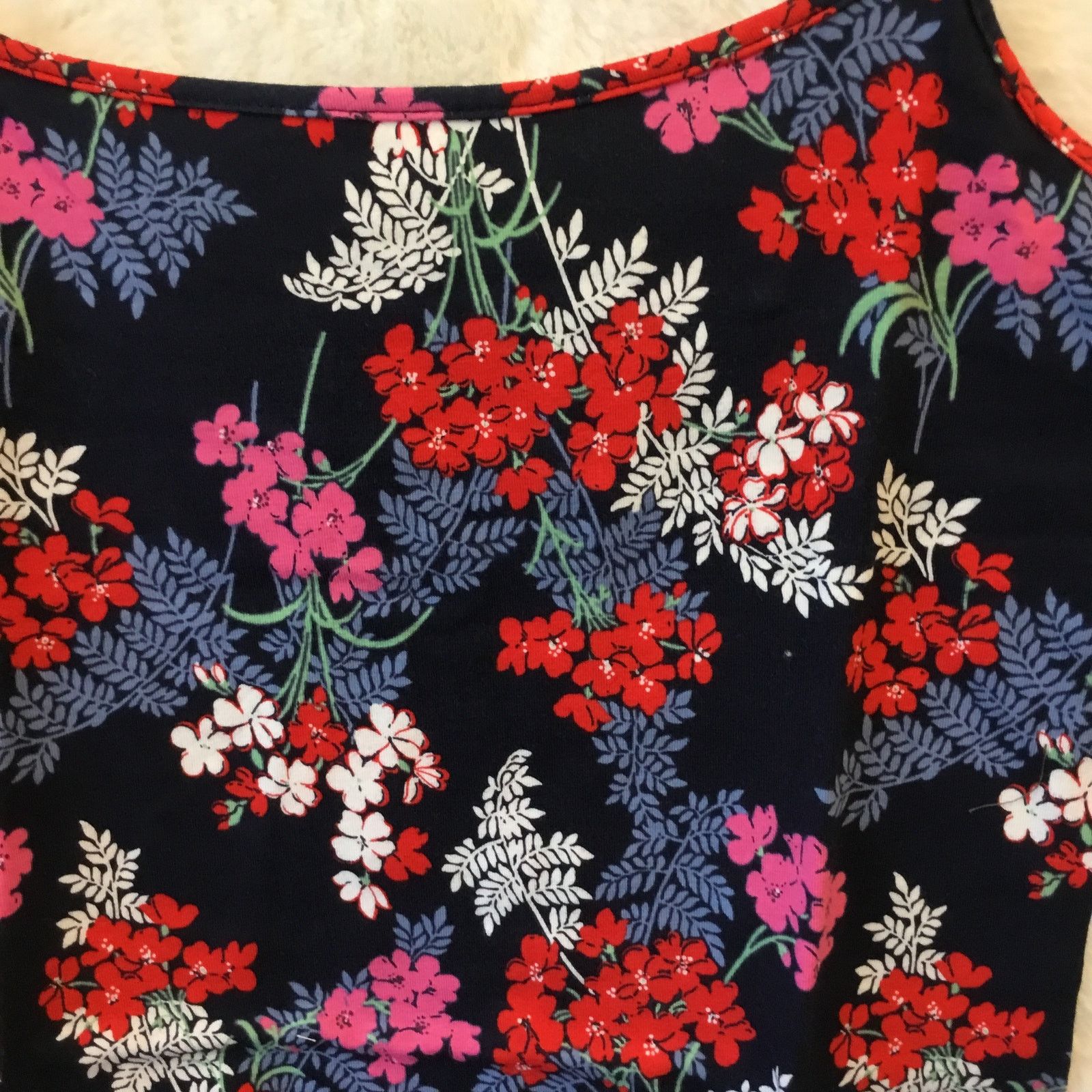 Loft LOFT Blue & Red Floral Scoop Neck Cami Size XS / US 0-2 / IT 36-38 - 6 Thumbnail