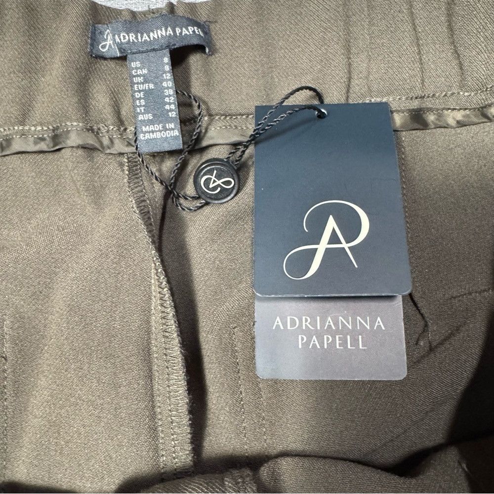 Adrianna Papell NWT New $89 Adrianna Papell Olive Wide Leg Patch Pocket Pan Size 30" / US 8 / IT 44 - 6 Thumbnail