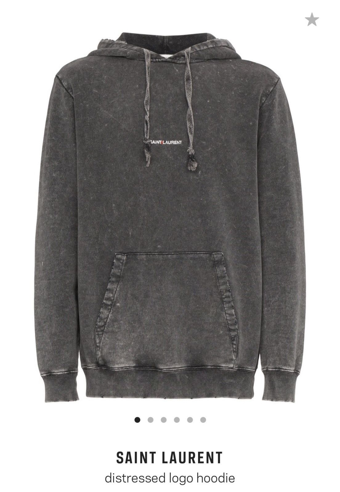 image of Saint Laurent Paris x YVES Saint Laurent Logo Hoodie Distressed Gray Ss19 in Grey (Size Medium)