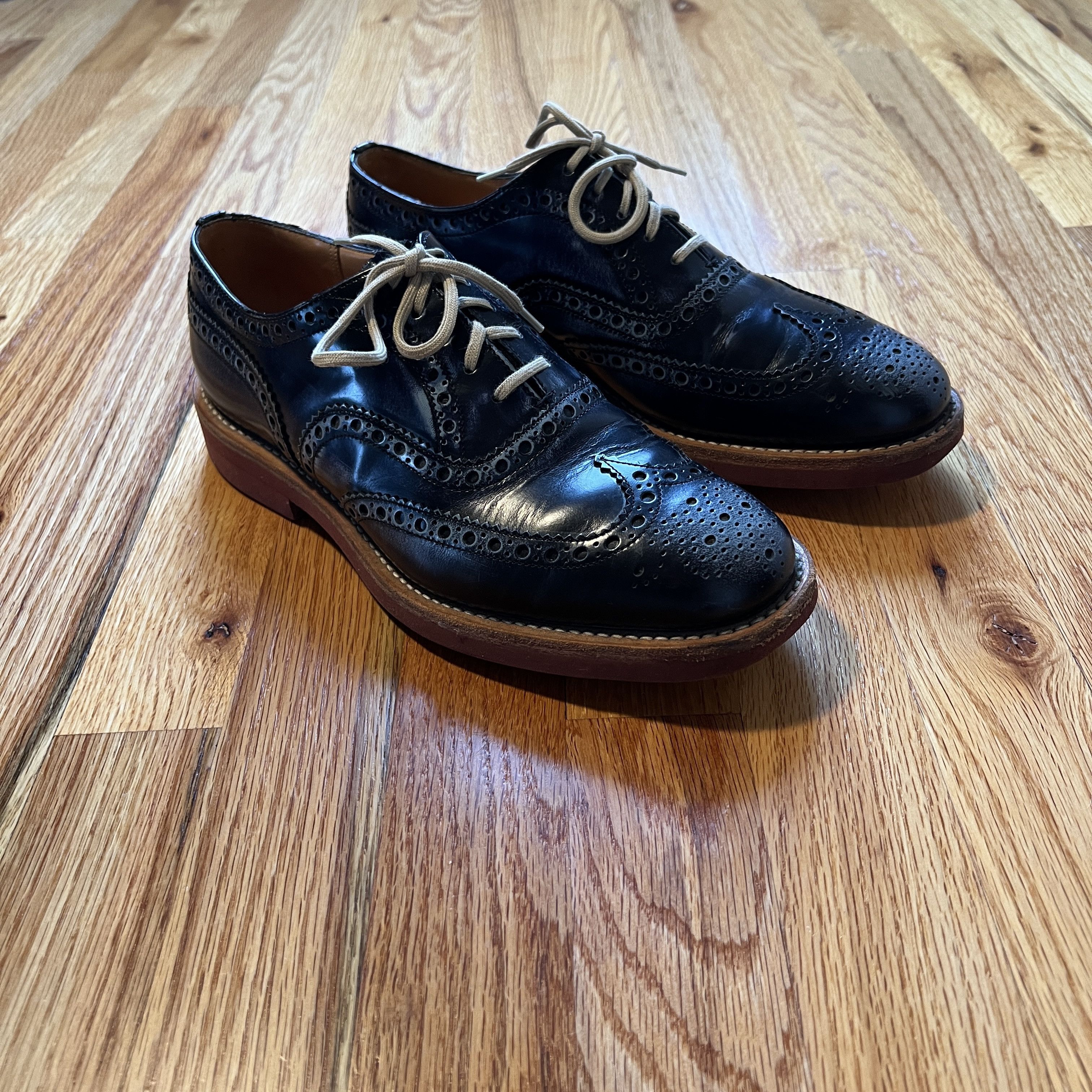 Church's CHURCH'S DOWNISH NAVY FUME RUBBED LEATHER RUBBER SOLE SIZE 8 Size US 8 / EU 41 - 8 Thumbnail