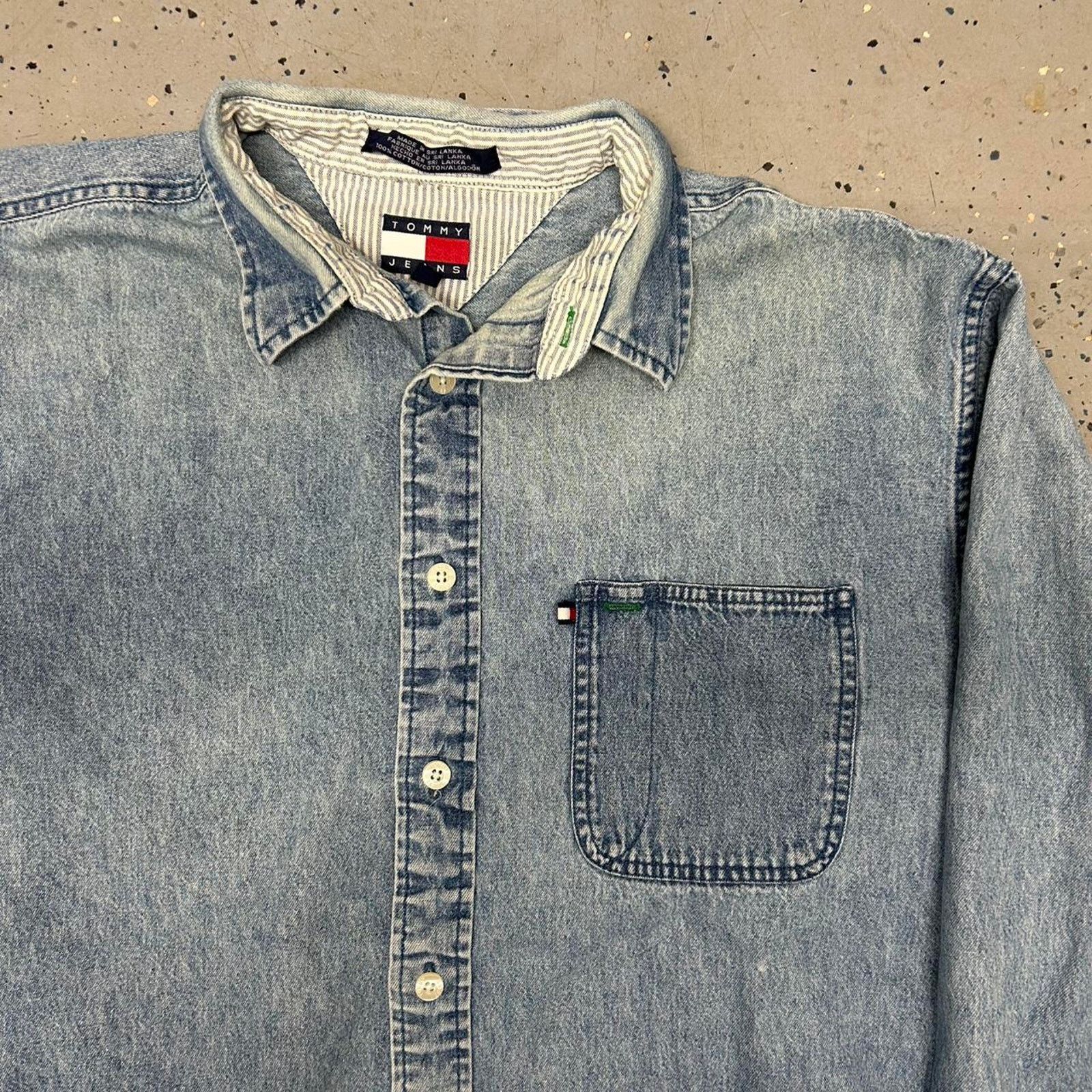 Tommy Hilfiger Vtg tommy hilfiger denim shirt Size US L / EU 52-54 / 3 - 2 Thumbnail
