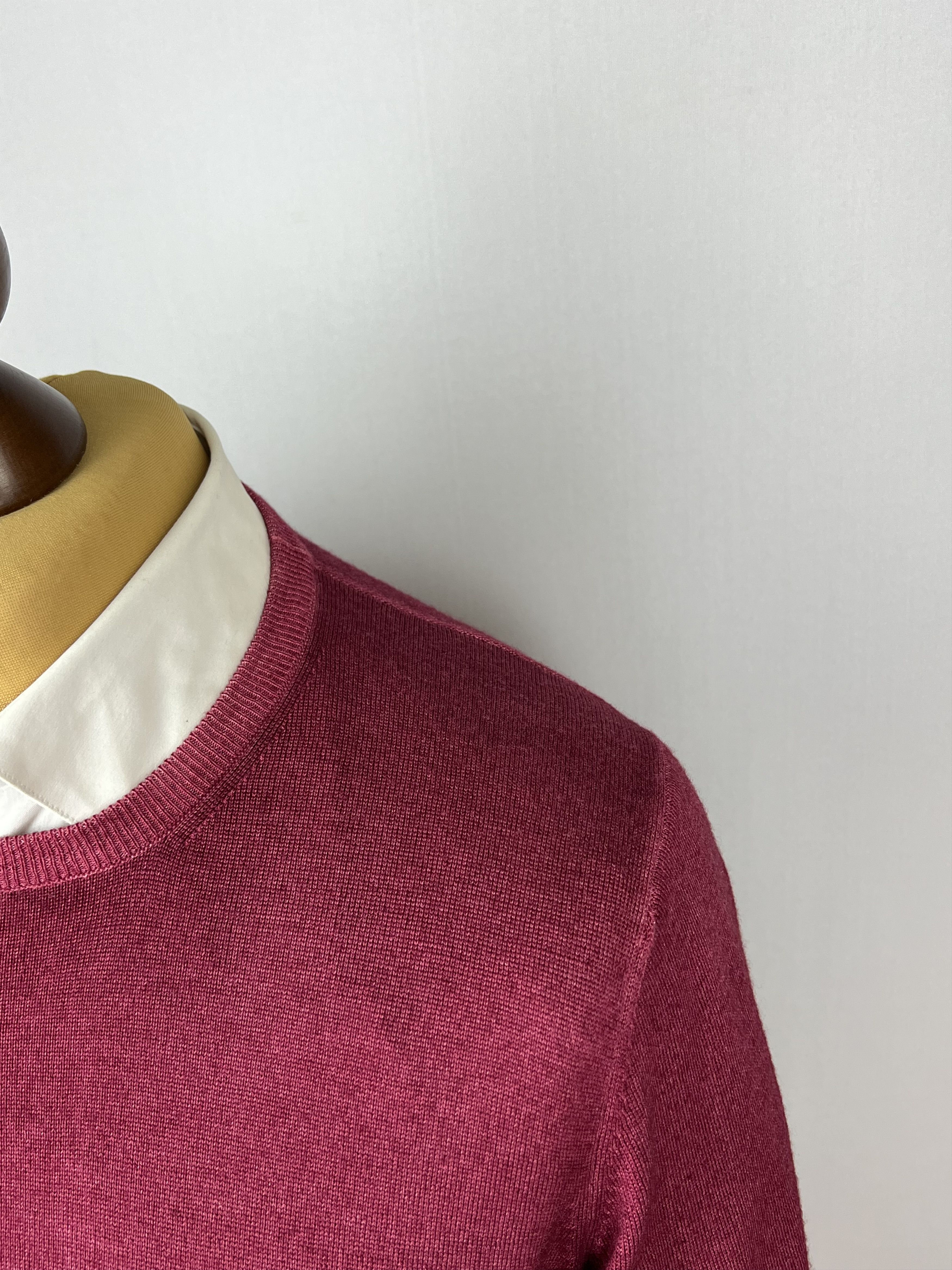 Gran Sasso Berry-Red Solid 100% Pure Wool Crew Neck Jumper Sweater Size US M / EU 48-50 / 2 - 3 Thumbnail