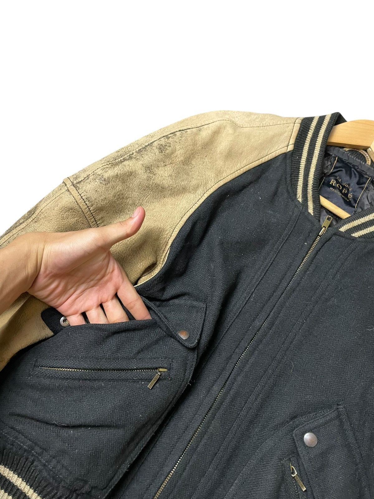 Japanese Brand × Vintage La Mode ROPÉ Leather Varsity Jacket (98) Size US XS / EU 42 / 0 - 5 Thumbnail