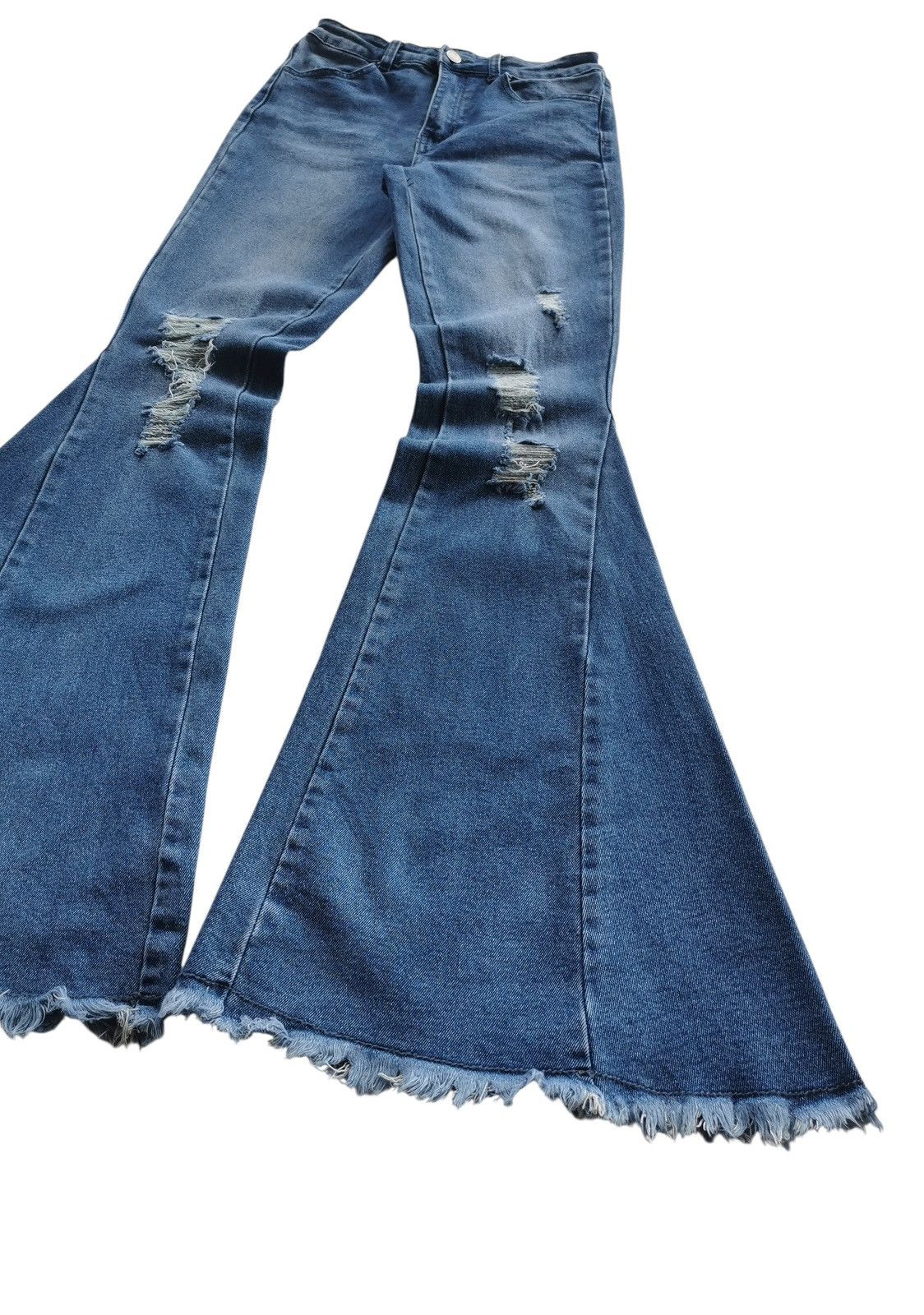 Tornado Mart Avantgarde Saints Hearts Flared Distressed Jeans Size 26" / US 2 / IT 38 - 4 Thumbnail