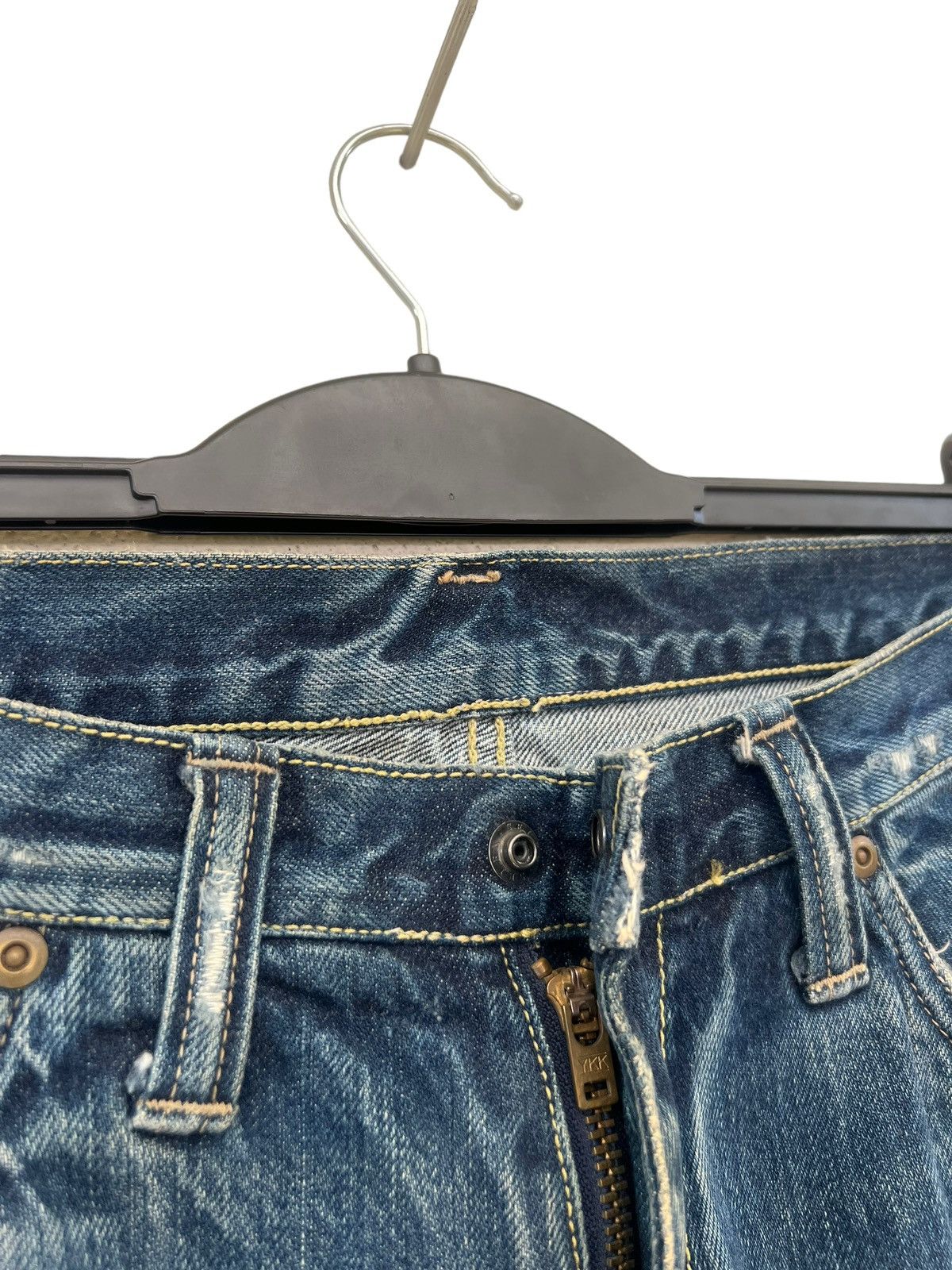 Blue Blue Japan Vintage Blue Blue Japan Distress Zigzag Denim Flare Jeans Size US 33 - 7 Thumbnail