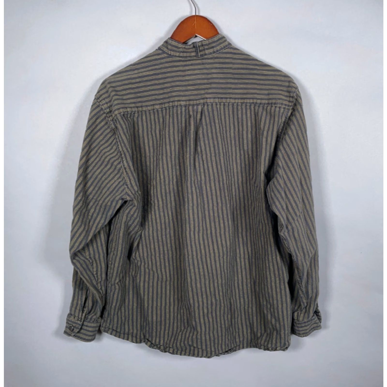 Vintage VINTAGE Wah Maker Men's Button-Up Shirt Casual Long Sleeve Cotton Blue Yellow Striped 90s Western Rodeo Large Size US L / EU 52-54 / 3 - 3 Thumbnail