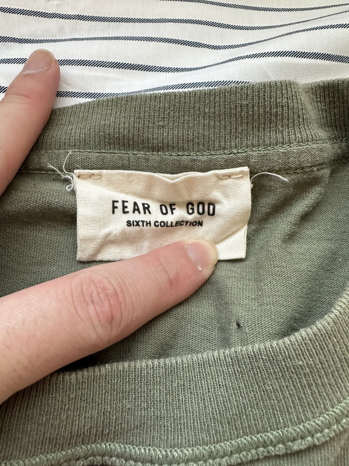 Fear of God Olive Green Fear of God T-Shirt size small Size US S / EU 44-46 / 1 - 4 Thumbnail