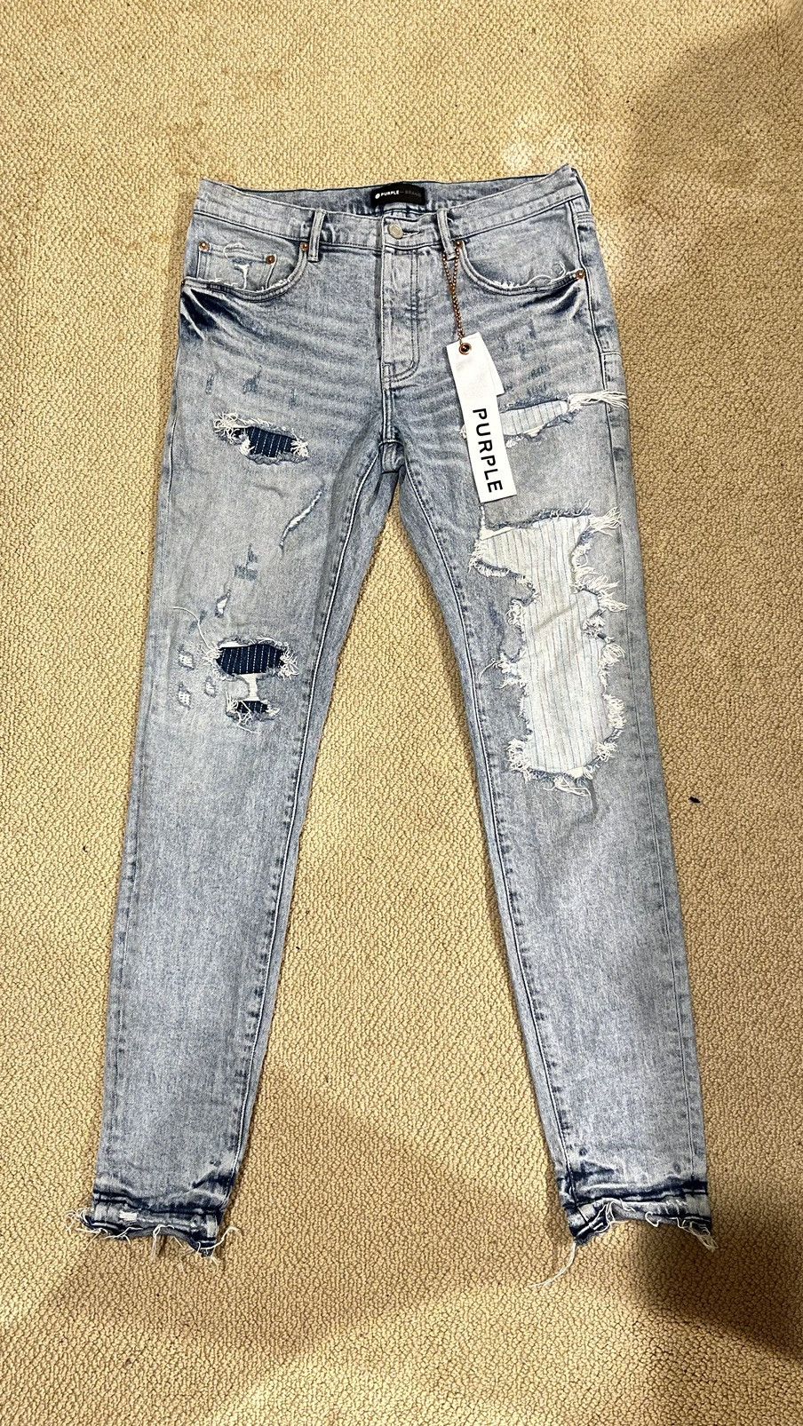 image of Purple-Brand Jeans - Light Indigo Stitch Patch Repair - Insr, Men's (Size 32)
