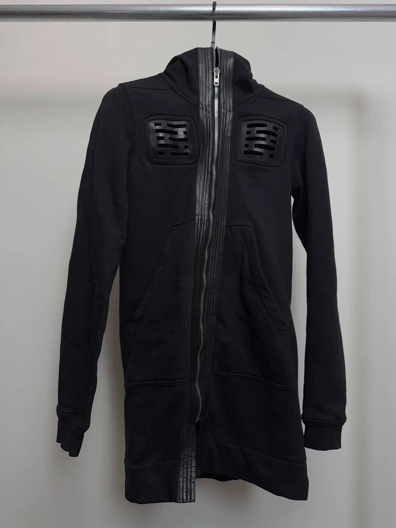 Rick Owens Rick Owens Dark black sheepskin paneled cut-out long zip h Size US XS / EU 42 / 0 - 2 Thumbnail
