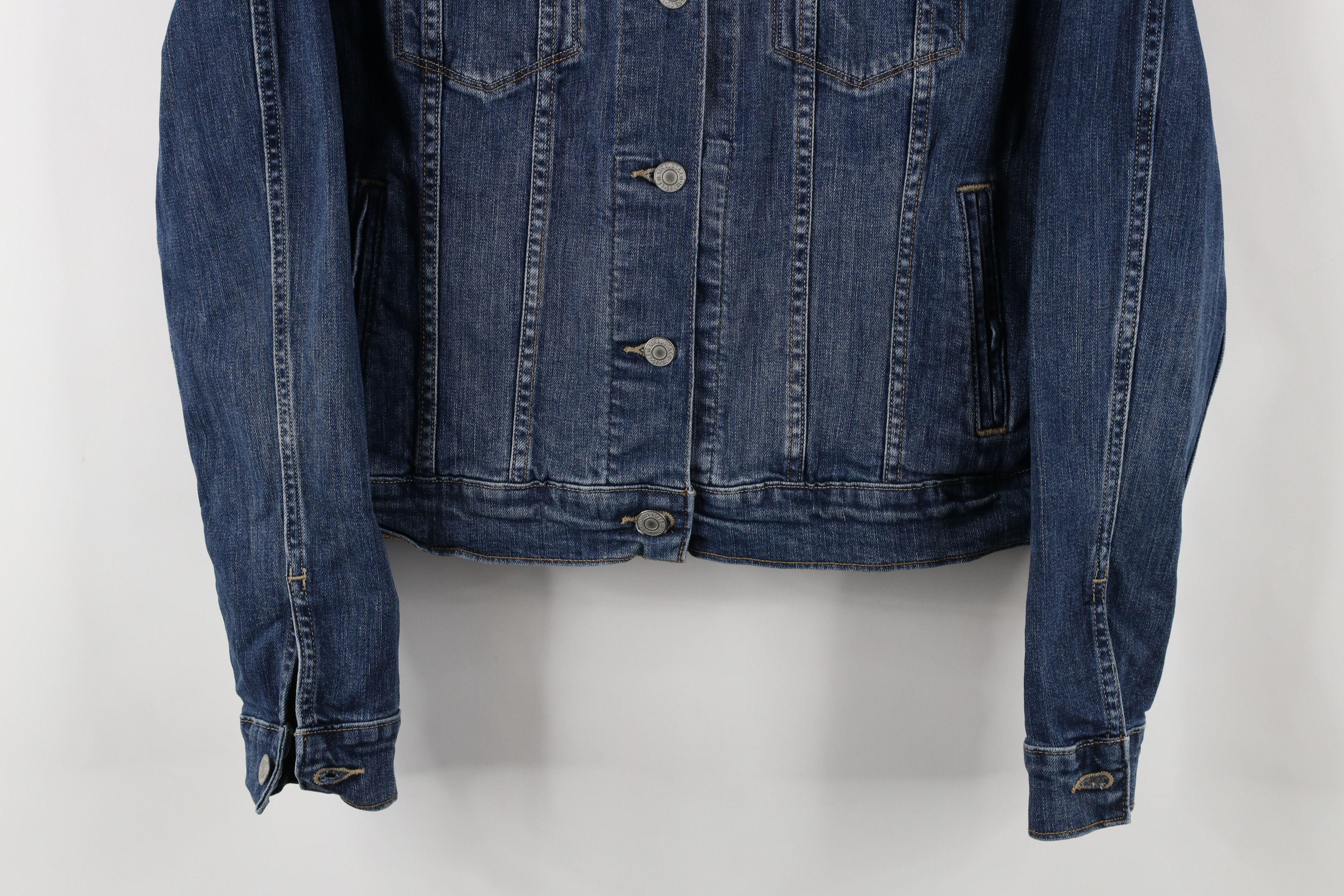 Levi's × Vintage Vintage Y2K Levis Stretch Denim Jean Trucker Jacket Blue Size L / US 10 / IT 46 - 3 Thumbnail