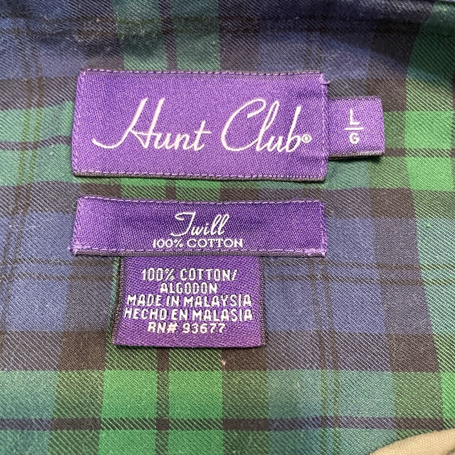 Vintage HUNT CLUB Twill Button-Up Shirt Men Large Long Sleeve Green Size US L / EU 52-54 / 3 - 2 Thumbnail