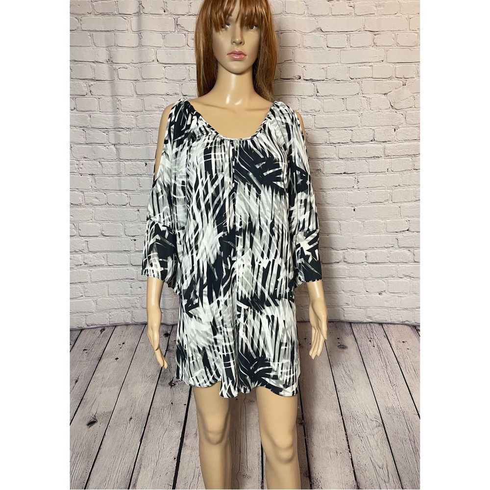 Parker Parker Agave Cold Shoulder Black White Mini Dress Size S Size S / US 4 / IT 40 - 2 Thumbnail